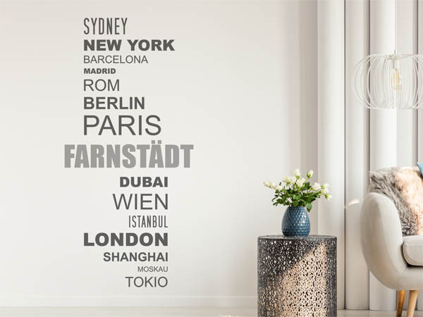 Wandtattoo Farnstädt mit Weltstädten