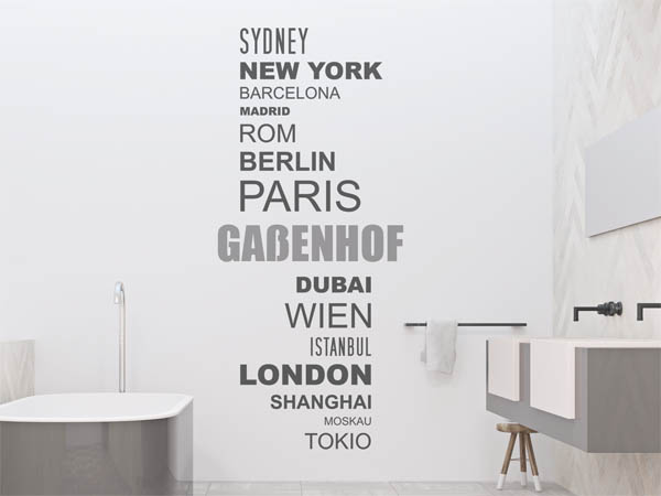 Wandtattoo Gaßenhof mit Weltstädten