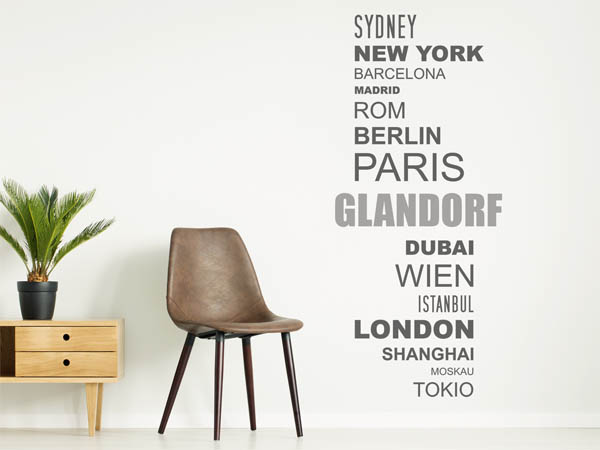 Wandtattoo Glandorf mit Weltstädten