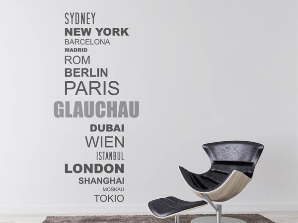 Wandtattoo Glauchau mit Weltstädten