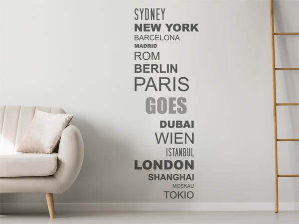 Wandtattoo Goes mit Weltstädten