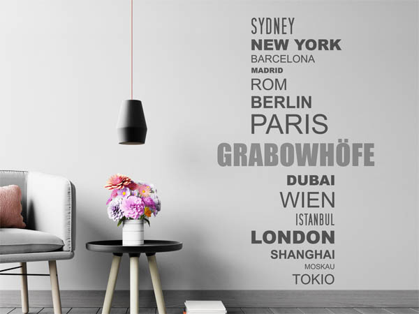 Wandtattoo Grabowhöfe mit Weltstädten
