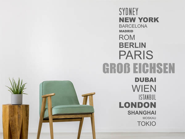 Wandtattoo Groß Eichsen mit Weltstädten