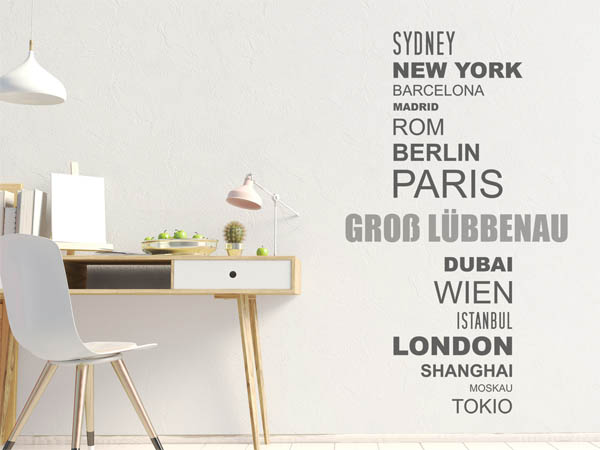 Wandtattoo Groß Lübbenau mit Weltstädten