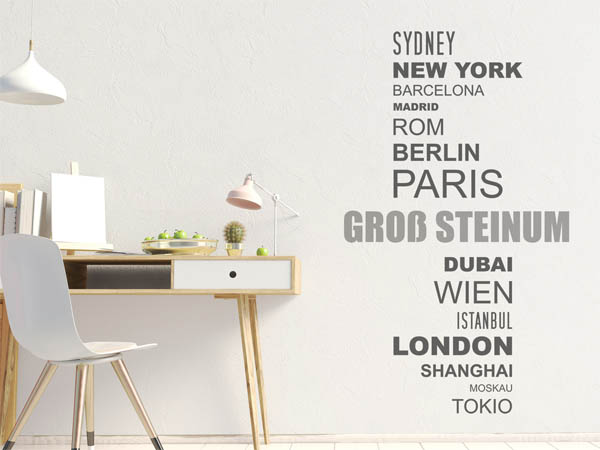 Wandtattoo Groß Steinum mit Weltstädten