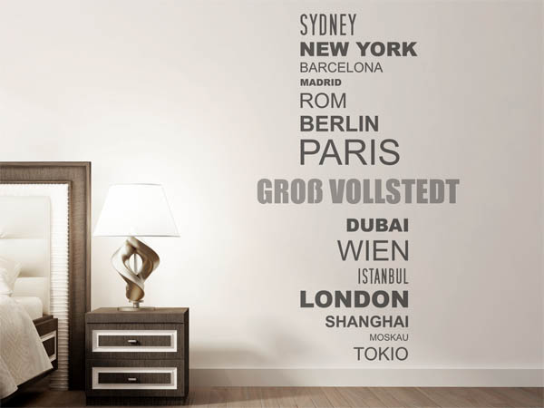 Wandtattoo Groß Vollstedt mit Weltstädten