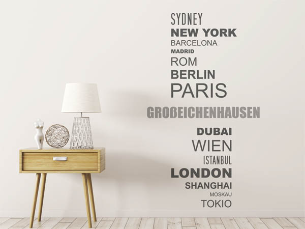 Wandtattoo Großeichenhausen mit Weltstädten