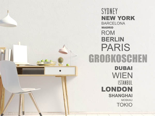 Wandtattoo Großkoschen mit Weltstädten