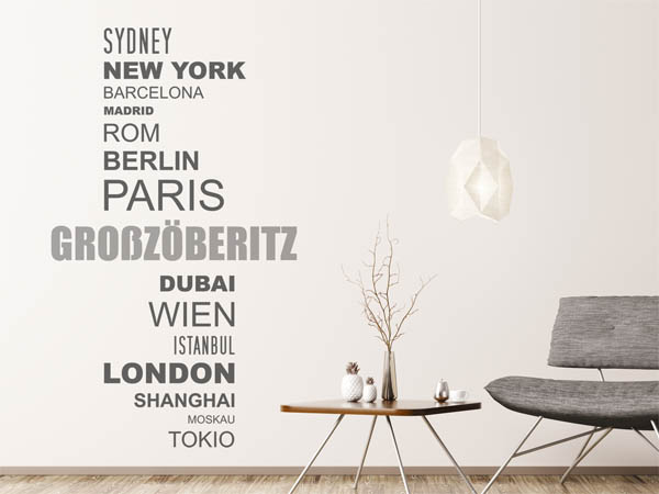 Wandtattoo Großzöberitz mit Weltstädten