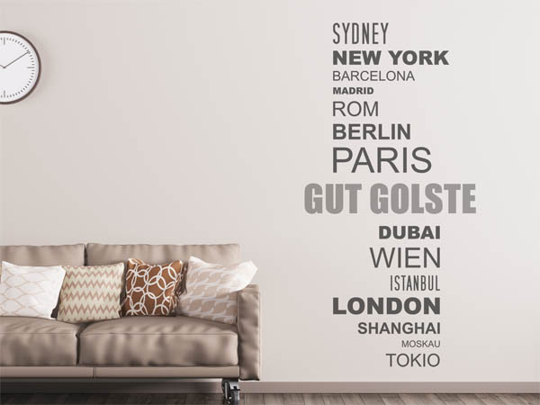 Wandtattoo Gut Golste mit Weltstädten