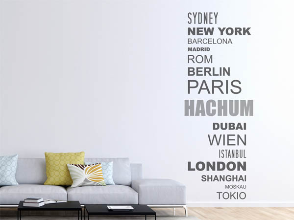 Wandtattoo Hachum mit Weltstädten