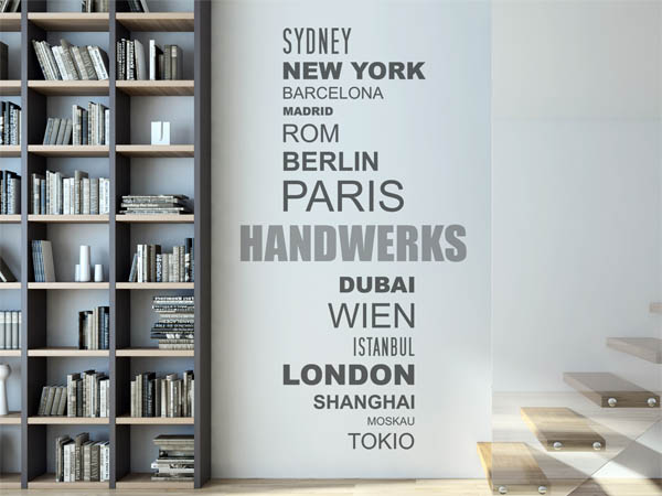 Wandtattoo Handwerks mit Weltstädten