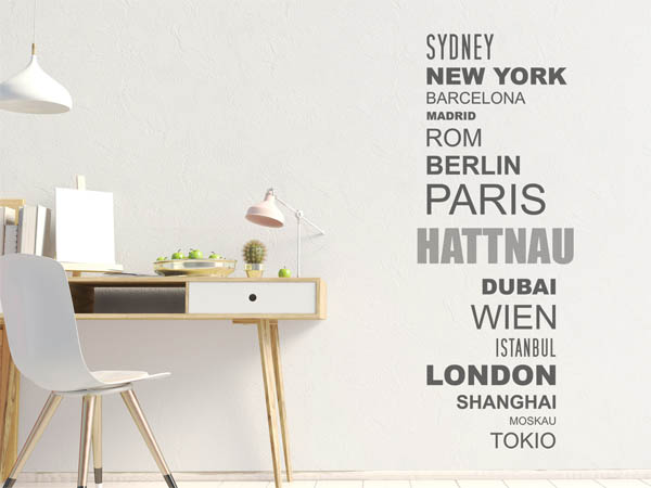 Wandtattoo Hattnau mit Weltstädten