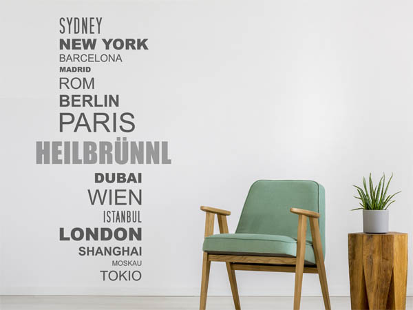 Wandtattoo Heilbrünnl mit Weltstädten