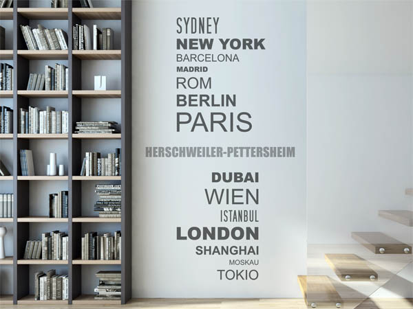 Wandtattoo Herschweiler-Pettersheim mit Weltstädten