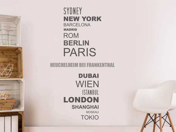 Wandtattoo Heuchelheim bei Frankenthal mit Weltstädten