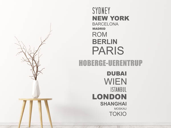Wandtattoo Hoberge-Uerentrup mit Weltstädten