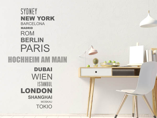 Wandtattoo Hochheim am Main mit Weltstädten