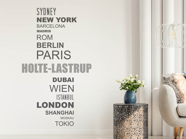 Wandtattoo Holte-Lastrup mit Weltstädten