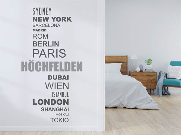 Wandtattoo Höchfelden mit Weltstädten