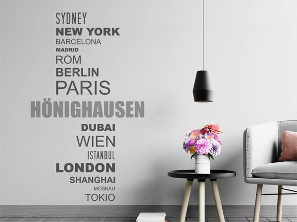 Wandtattoo Hönighausen mit Weltstädten