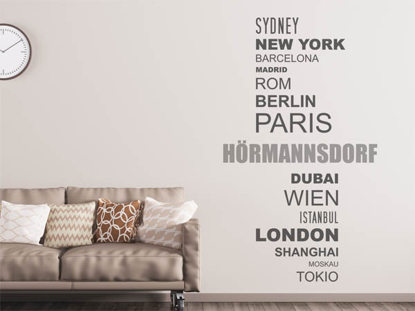 Wandtattoo Hörmannsdorf mit Weltstädten