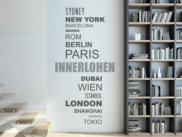 Wandtattoo Innerlohen mit Weltstädten