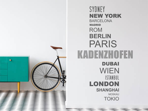 Wandtattoo Kadenzhofen mit Weltstädten