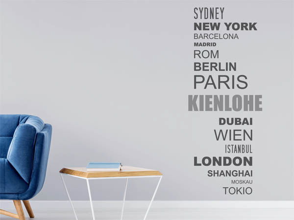 Wandtattoo Kienlohe mit Weltstädten