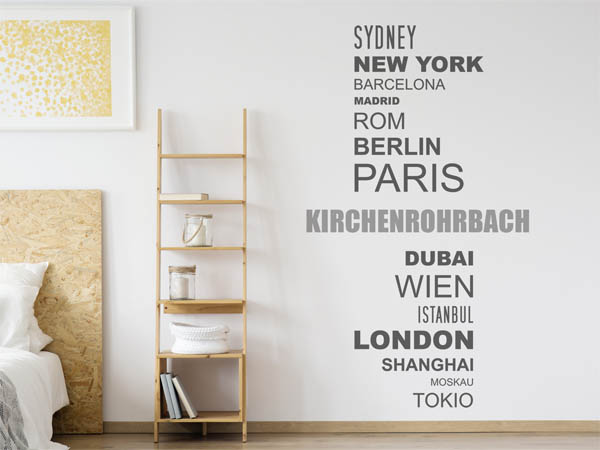 Wandtattoo Kirchenrohrbach mit Weltstädten