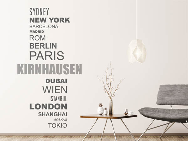 Wandtattoo Kirnhausen mit Weltstädten