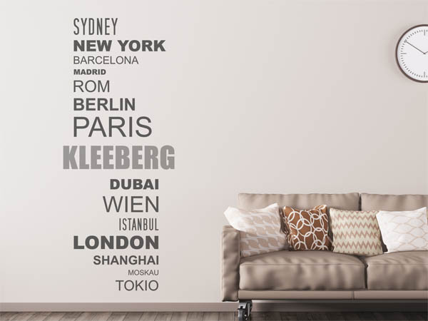 Wandtattoo Kleeberg mit Weltstädten