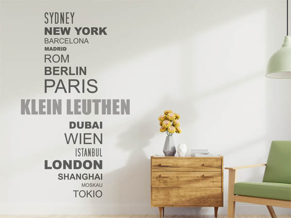 Wandtattoo Klein Leuthen mit Weltstädten