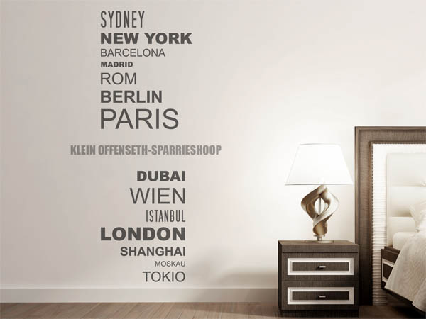Wandtattoo Klein Offenseth-Sparrieshoop mit Weltstädten