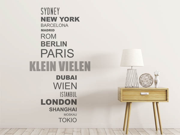 Wandtattoo Klein Vielen mit Weltstädten