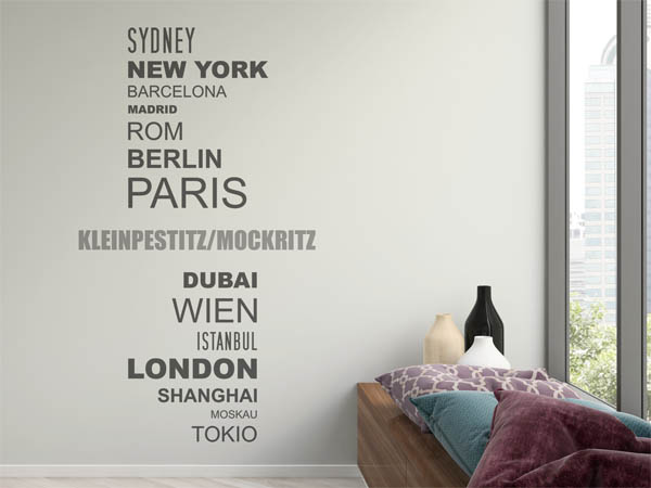 Wandtattoo Kleinpestitz-Mockritz mit Weltstädten