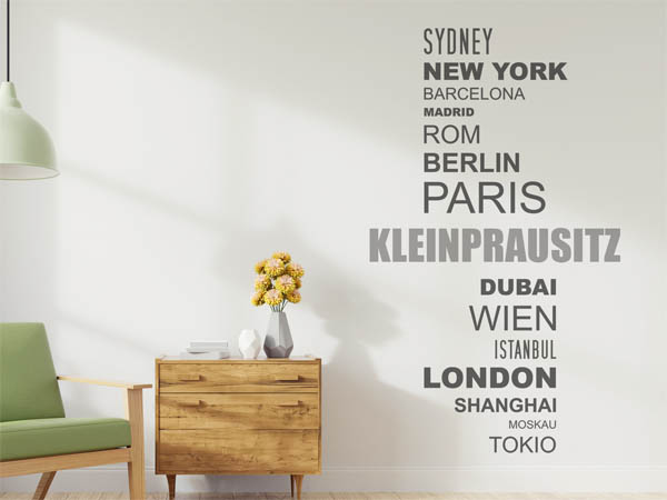 Wandtattoo Kleinprausitz mit Weltstädten