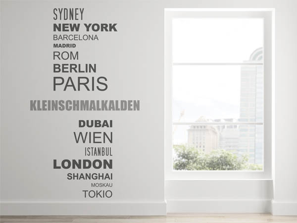 Wandtattoo Kleinschmalkalden mit Weltstädten