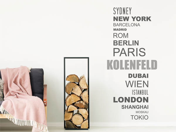 Wandtattoo Kolenfeld mit Weltstädten