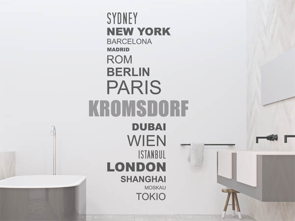 Wandtattoo Kromsdorf mit Weltstädten