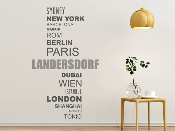 Wandtattoo Landersdorf mit Weltstädten