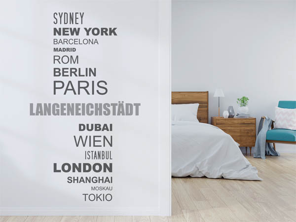 Wandtattoo Langeneichstädt mit Weltstädten