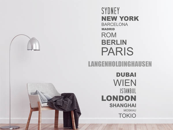 Wandtattoo Langenholdinghausen mit Weltstädten