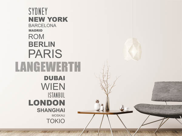 Wandtattoo Langewerth mit Weltstädten