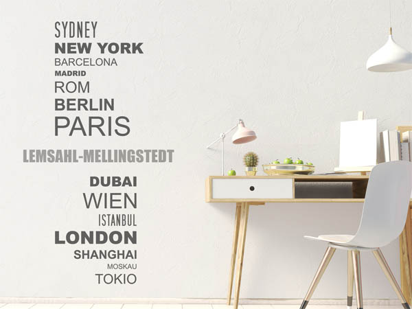 Wandtattoo Lemsahl-Mellingstedt mit Weltstädten