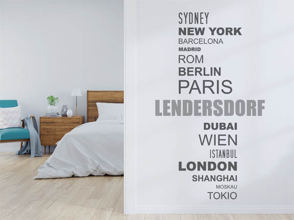 Wandtattoo Lendersdorf mit Weltstädten