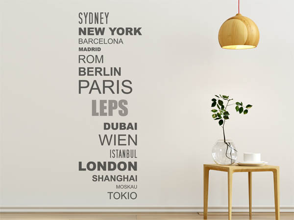 Wandtattoo Leps mit Weltstädten