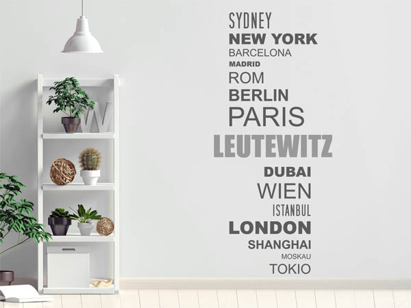 Wandtattoo Leutewitz mit Weltstädten