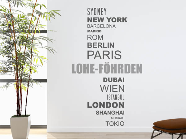 Wandtattoo Lohe-Föhrden mit Weltstädten