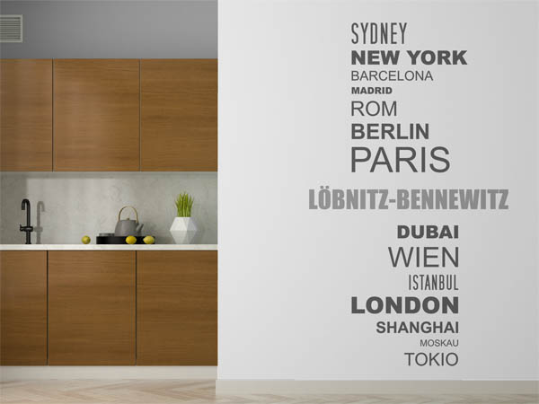 Wandtattoo Löbnitz-Bennewitz mit Weltstädten